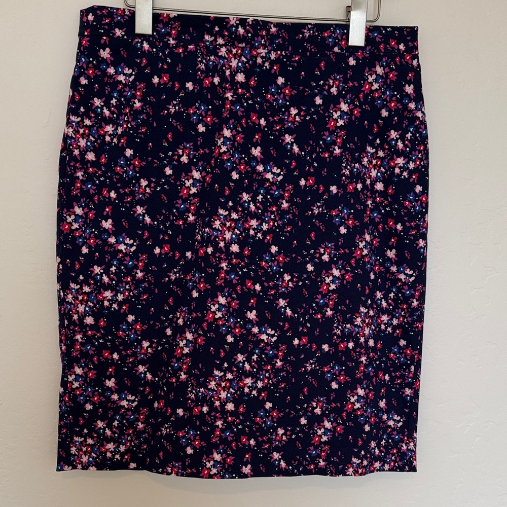 J. Crew Navy Floral Pencil Skirt